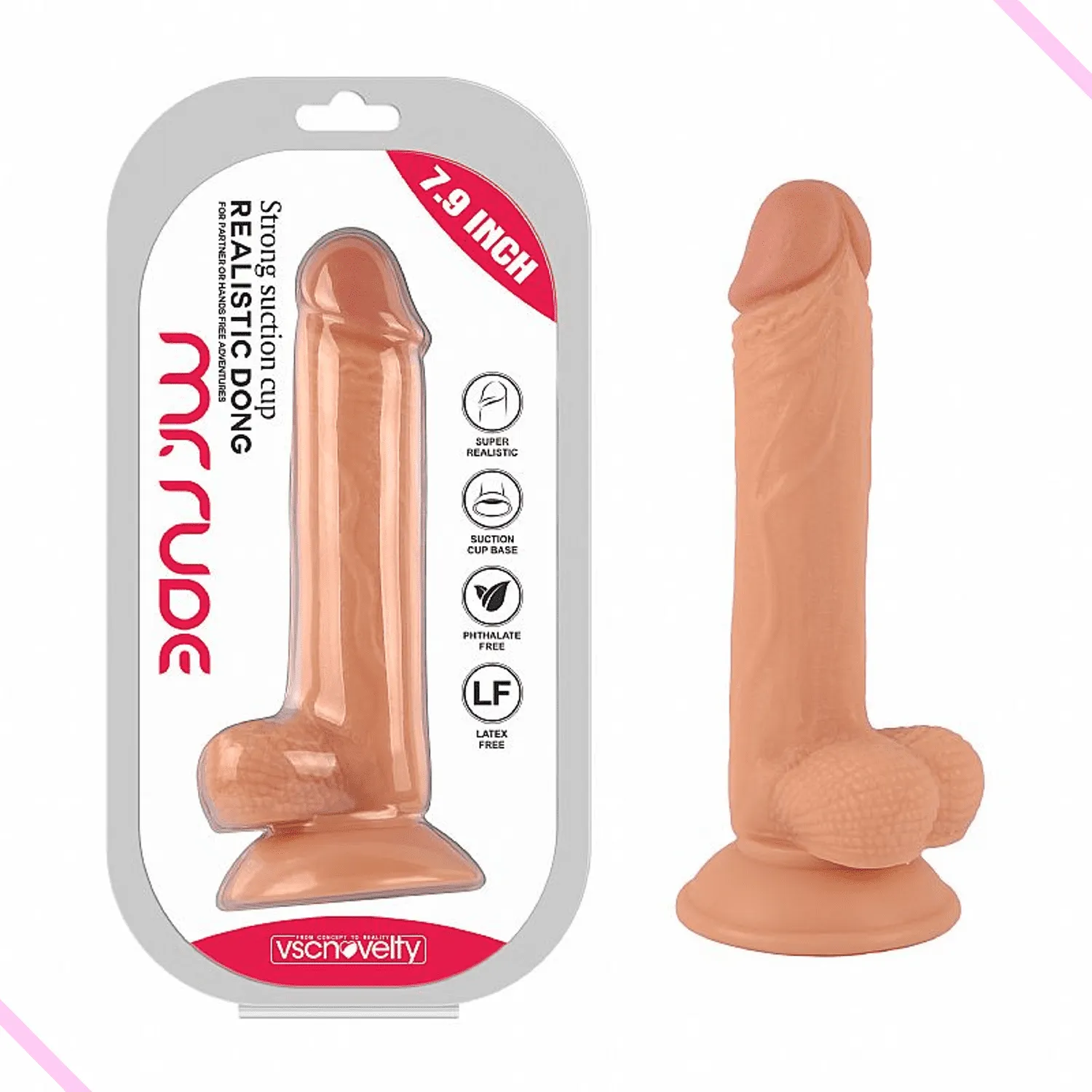 Pênis Realístico Mr. Rude 6 com Ventosa - 20,0x3,8cm