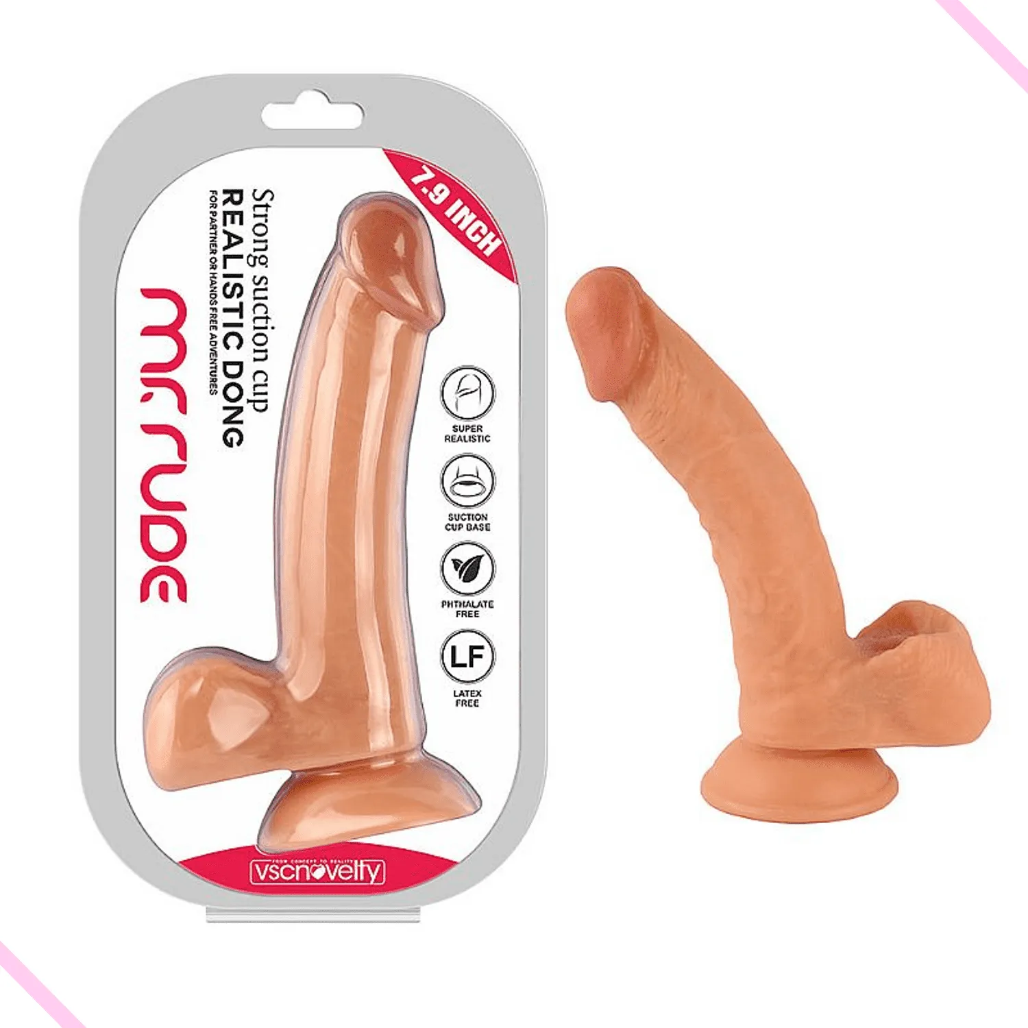 Pênis Realístico Mr. Rude 4 com ventosa - 20,0X 4,0cm