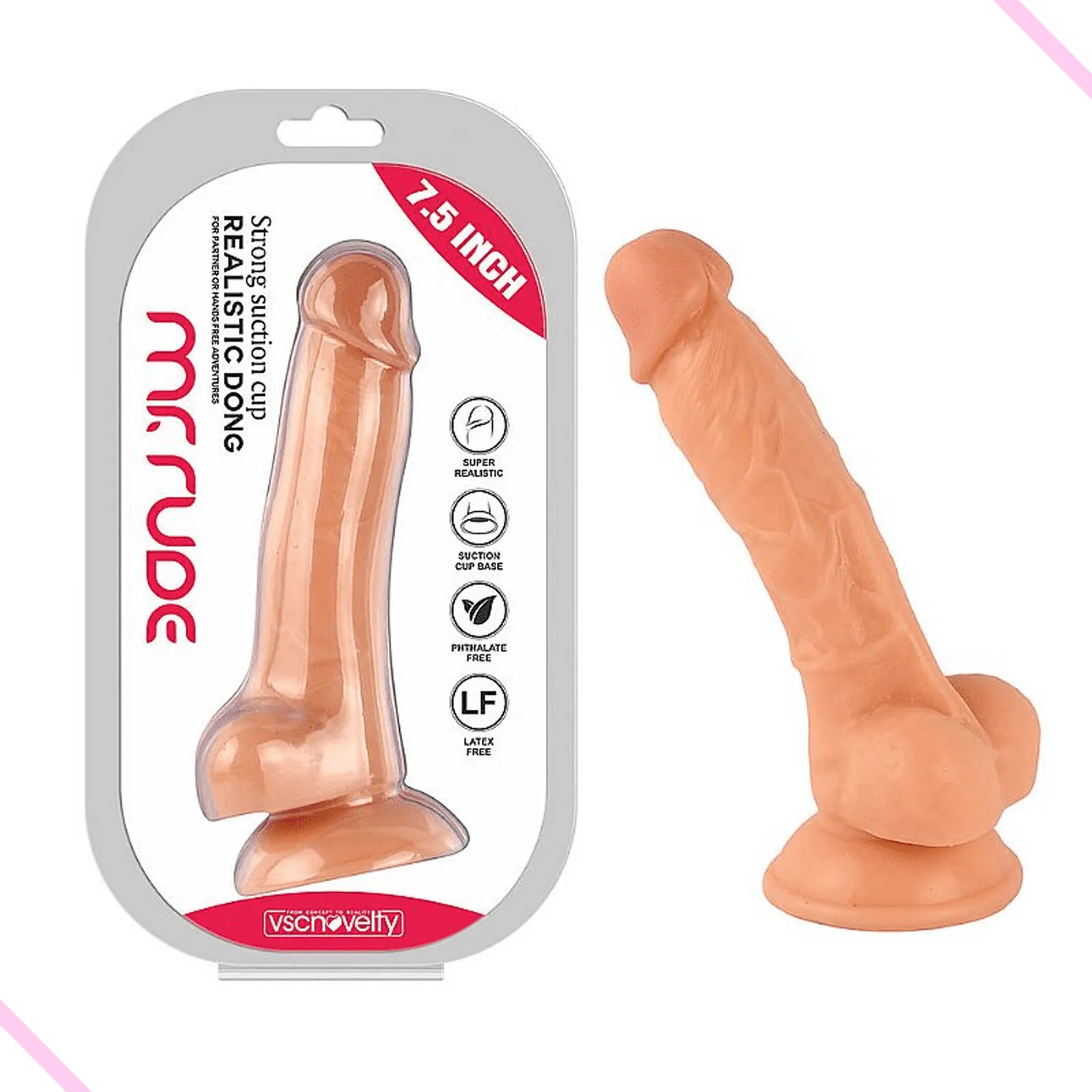 Pênis Realístico Mr. Rude com Ventosa - 19,0 X 3,5cm
