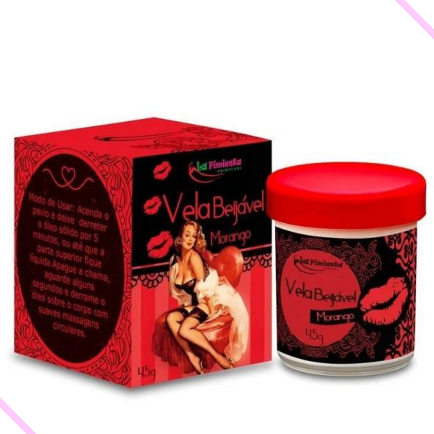 Vela Beijável para Massagem hot - Morango