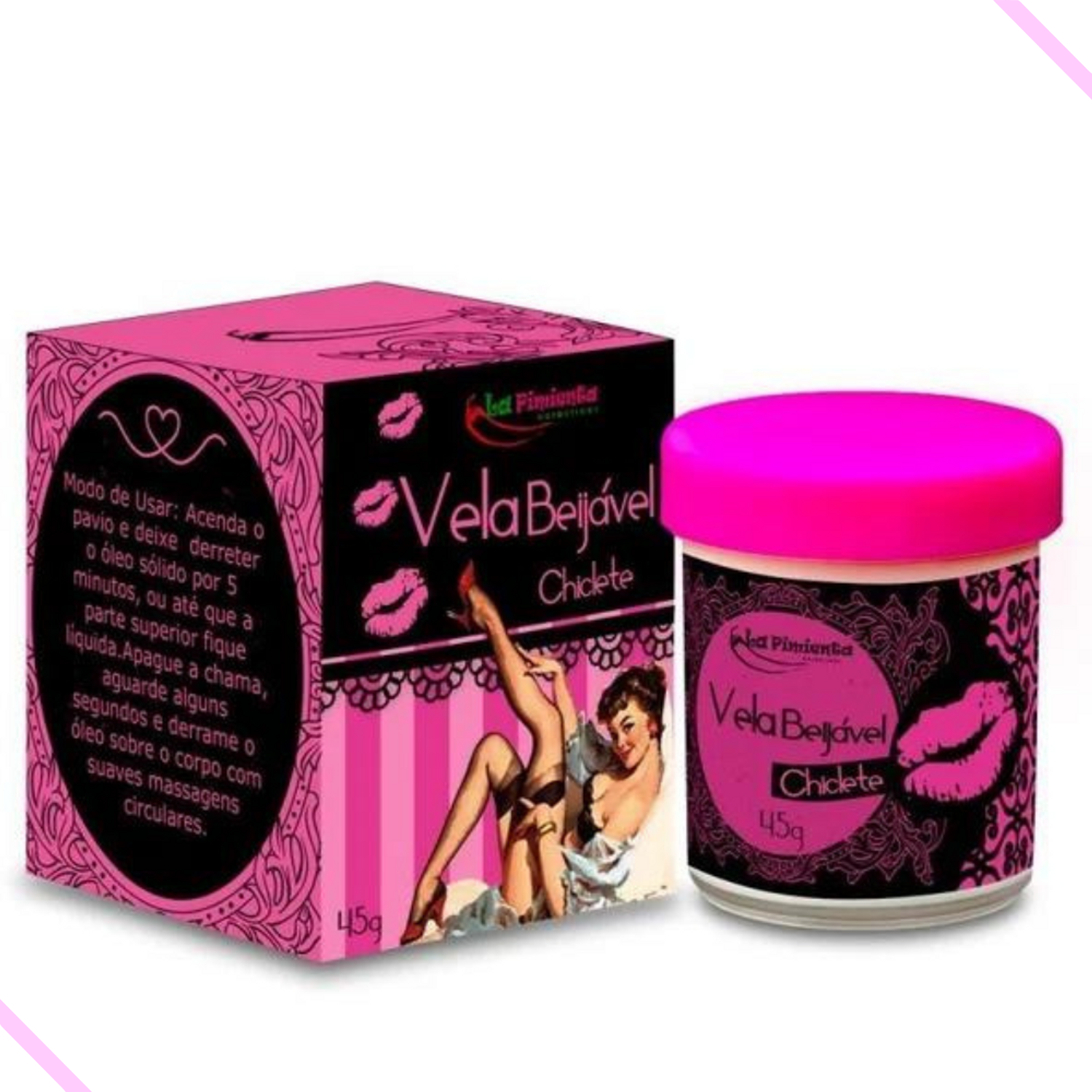 Vela Beijável para Massagem hot - Chiclete
