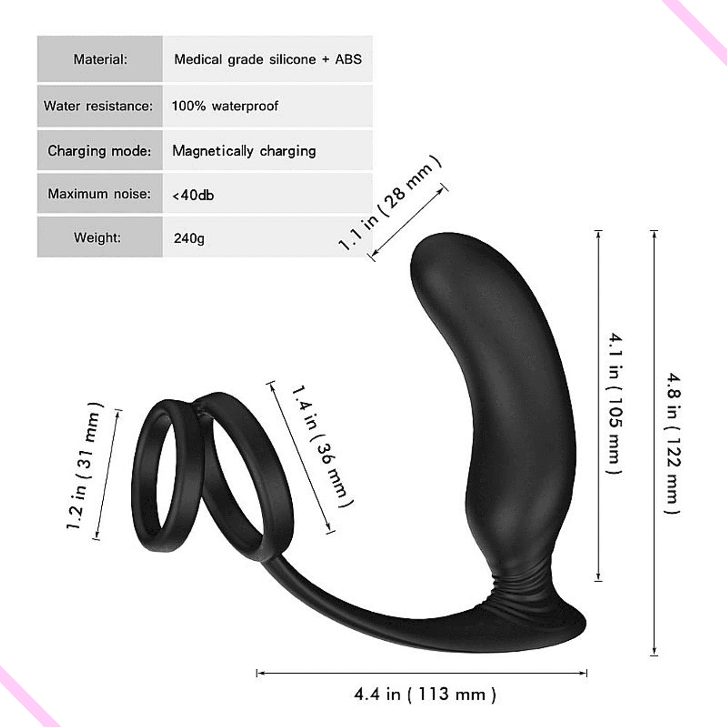 Vibrador Estimulador de Próstata com Anel Peniano - Recarregável