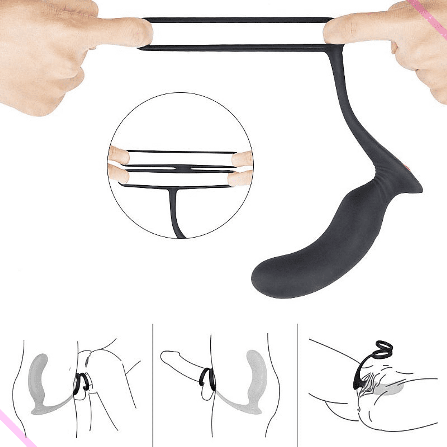 Vibrador Estimulador de Próstata com Anel Peniano - Recarregável