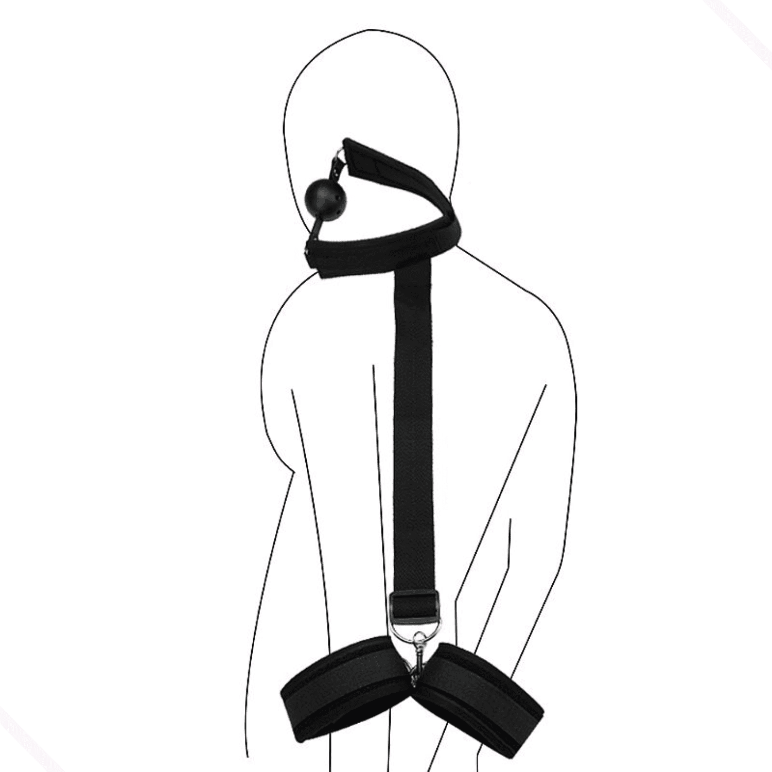 Sado Erótico - Algema Traseira com Mordaça Bola