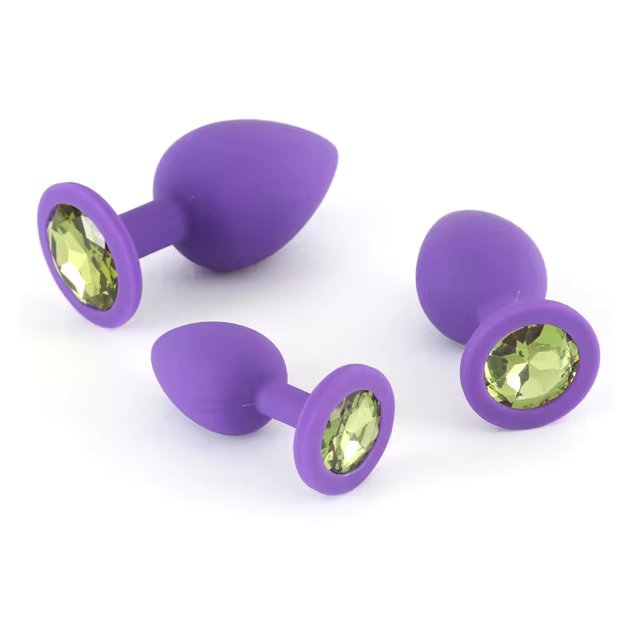 Plug Anal Emborrachado Tamanho M Roxo e Verde