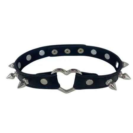 Choker Coleira em Couro - 40x1,8cm - Preta Cravejada
