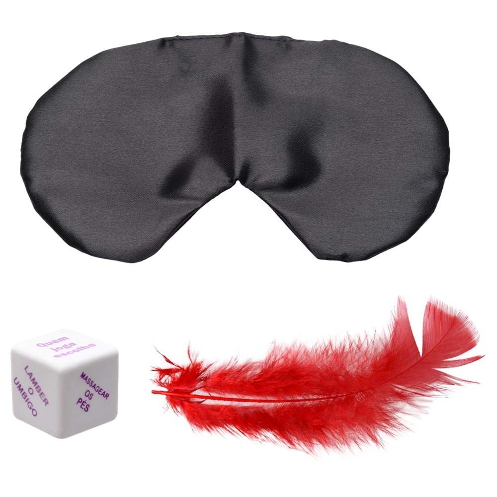 Kit Sensações: Pena, Venda, Aviso de Porta e Dado