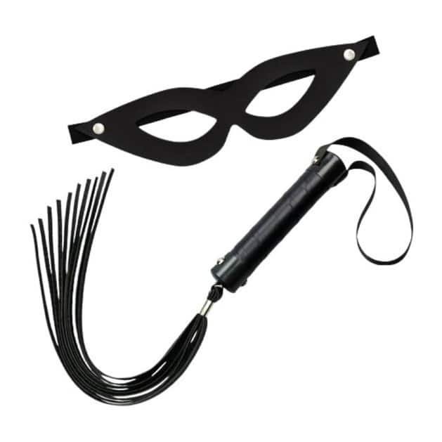 Kit Tiazinha Preto - Chicote 35cm e Máscara Tiazinha - Preto
