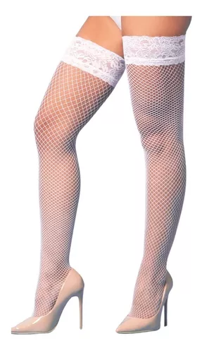 Meia Arrastão 7/8 com Renda - Branca