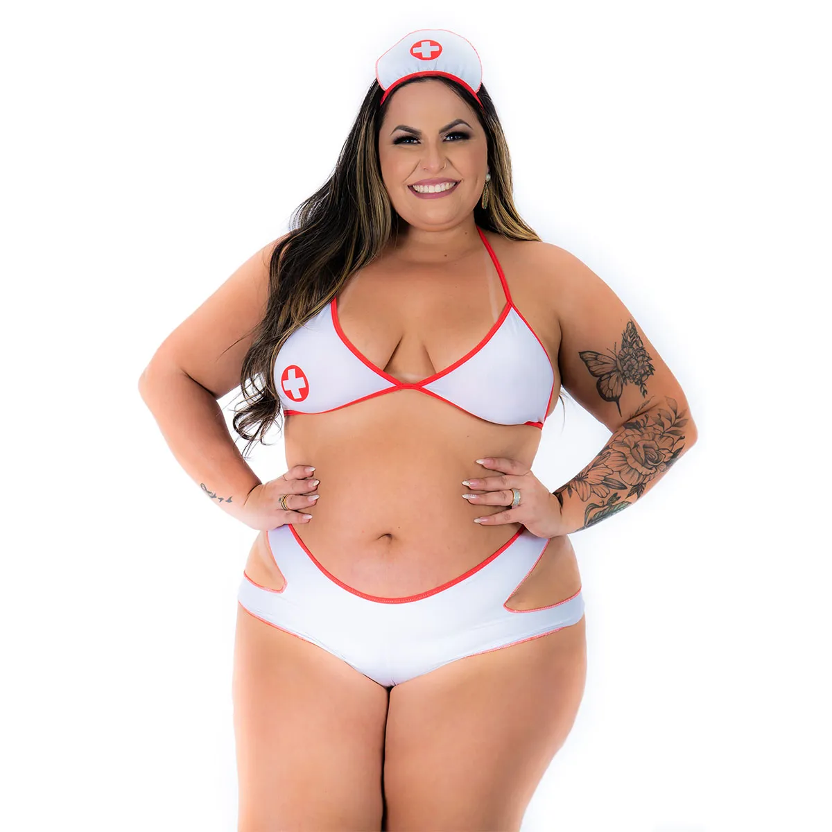 Fantasia Mini Médica Sexy Plus Size