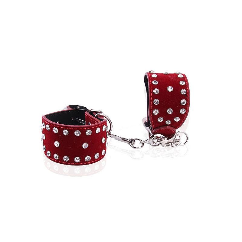 Algema com Corrente e Fivelas em Couro Luxo Vermelho