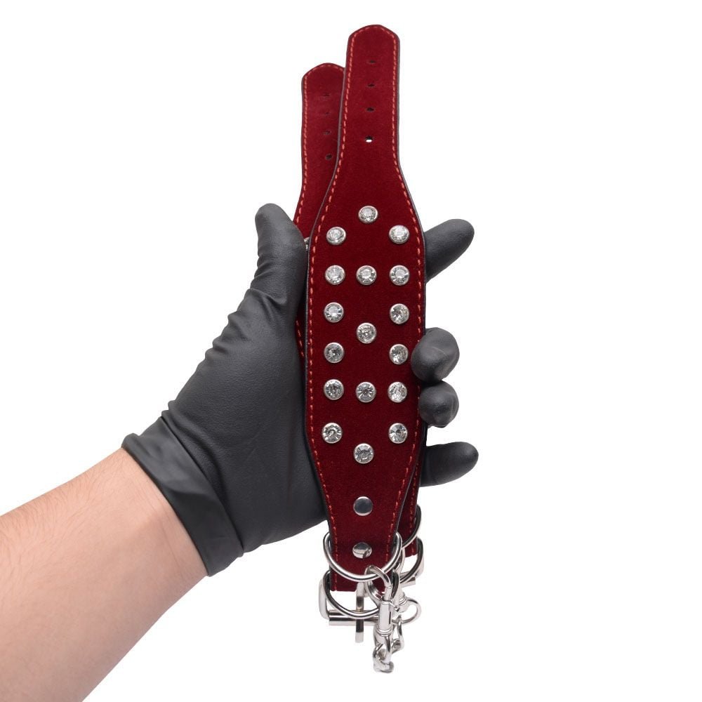 Algema Corrente Fivelas Couro Luxo Vermelho Si