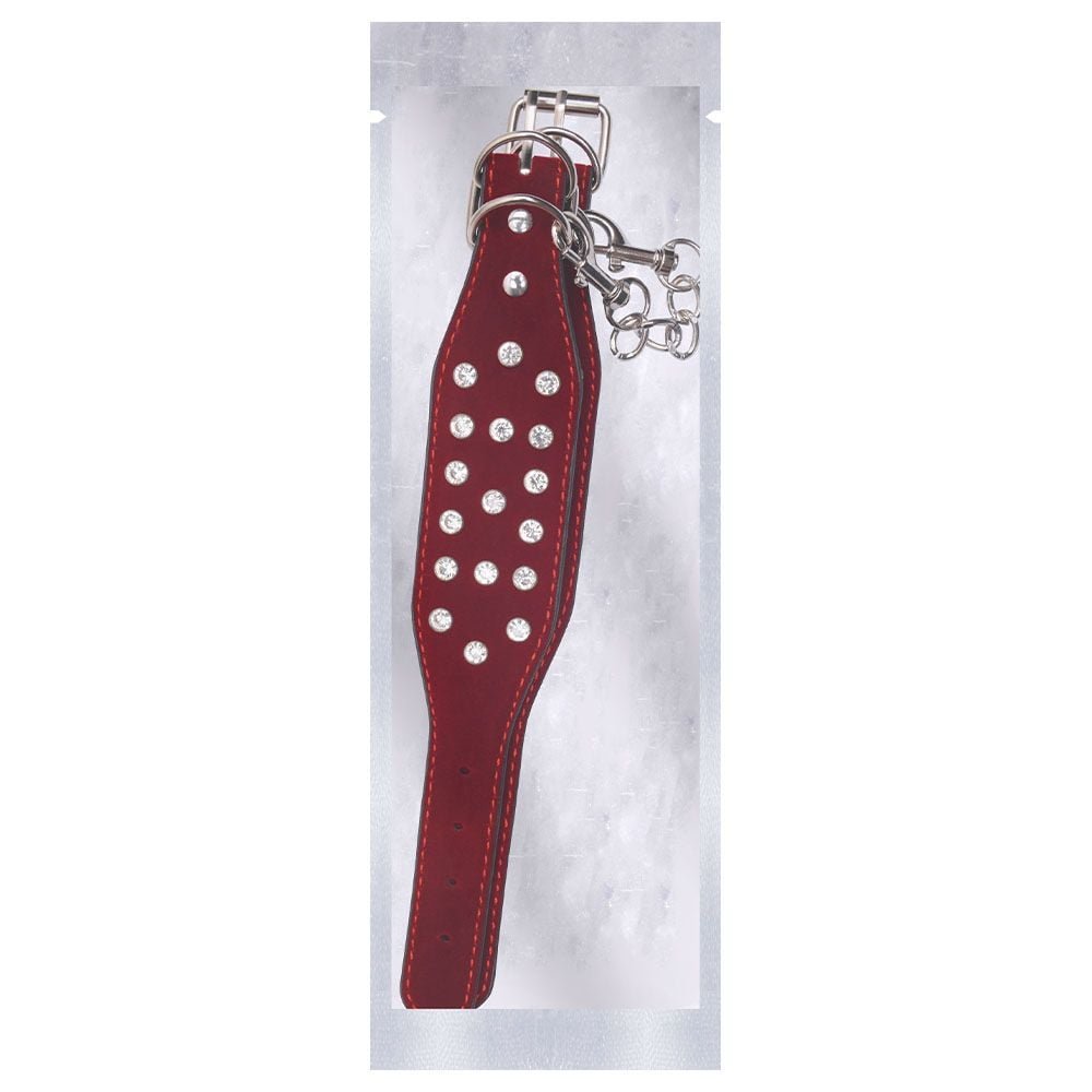 Algema Corrente Fivelas Couro Luxo Vermelho Si