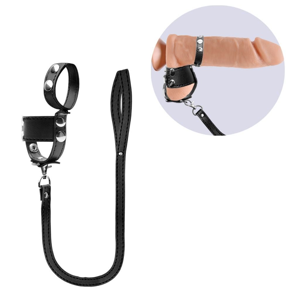 Anel Peniano Couro Bondage Coleira Youvibe Vipmix