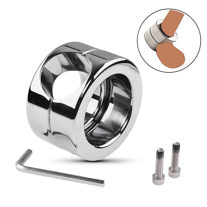 Anel Peniano de Aço Inoxidável com fecho de Chave L - 3,2 x 4,4 cm