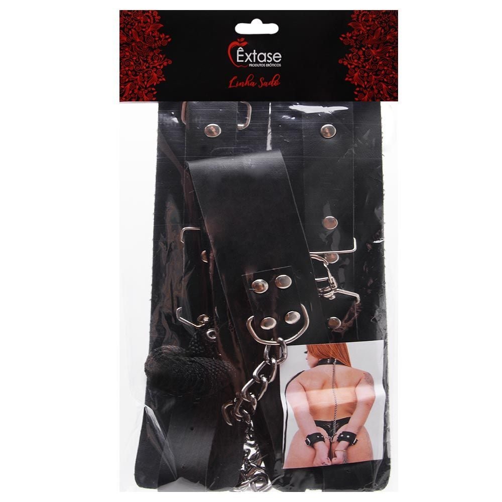 Arreio Harness Coleira Algema Com Corrente êxtase