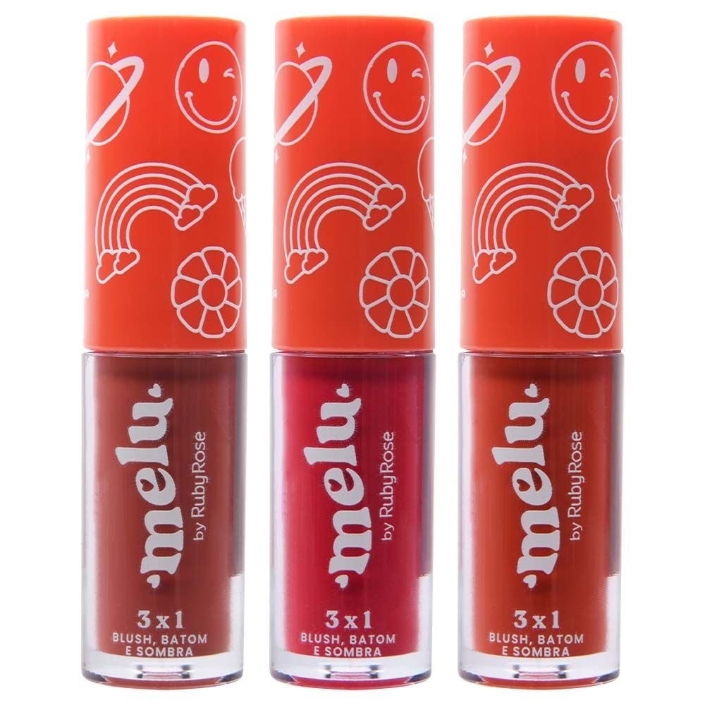 Batom Blush Sombra 3 Em 1 Melu Ruby Rose