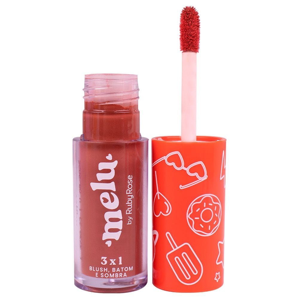 Batom Blush Sombra 3 Em 1 Melu Ruby Rose