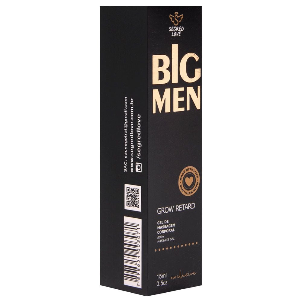 Big Men Grow Retard Gel Masculino 15ml Segred Love