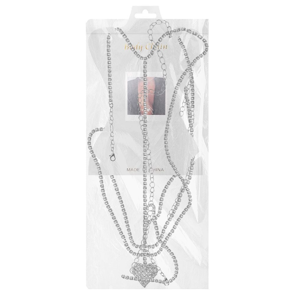 Body Chain Strass Coração Joia De Corpo Yaffa
