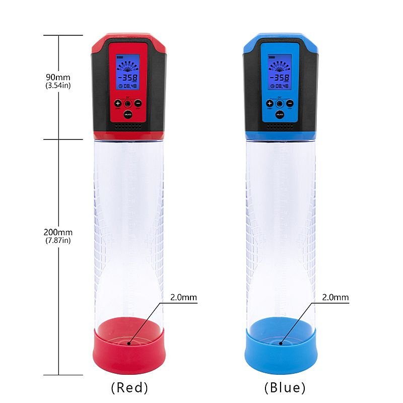 Bomba Peniana Automática - Recarregável com Painel em LCD - Azul