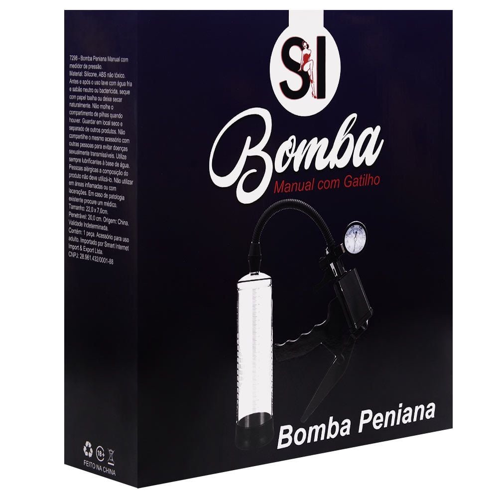 Bomba Peniana Gatilho Medidor De Pressão Sexy Import