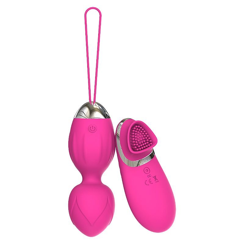 Bullet com controle e Estimulador em Silicone Líquido - Angela 2 em 1 - Pink