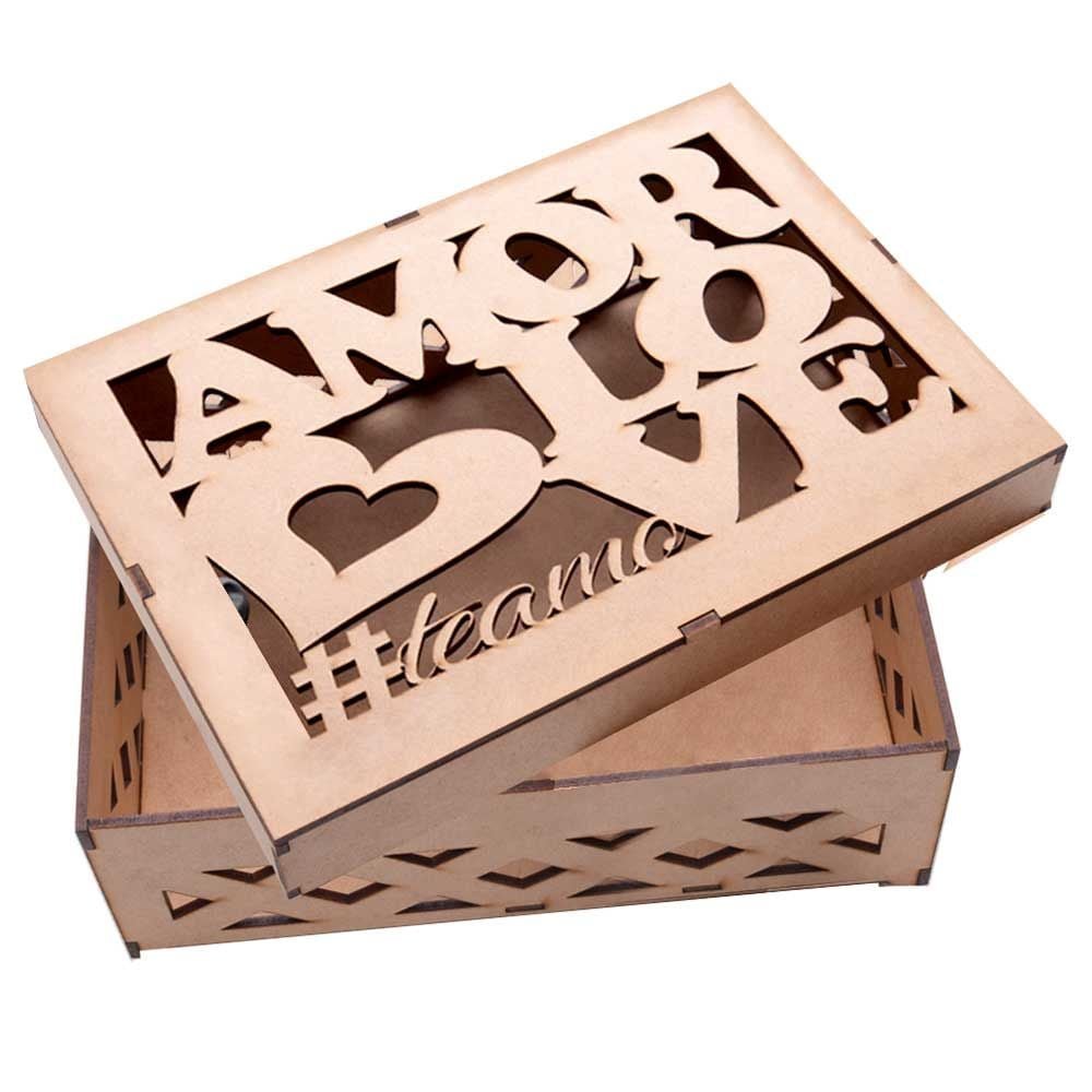 Caixa Mdf Amor Love Retangular 21,5x15x7cm Hot Pink