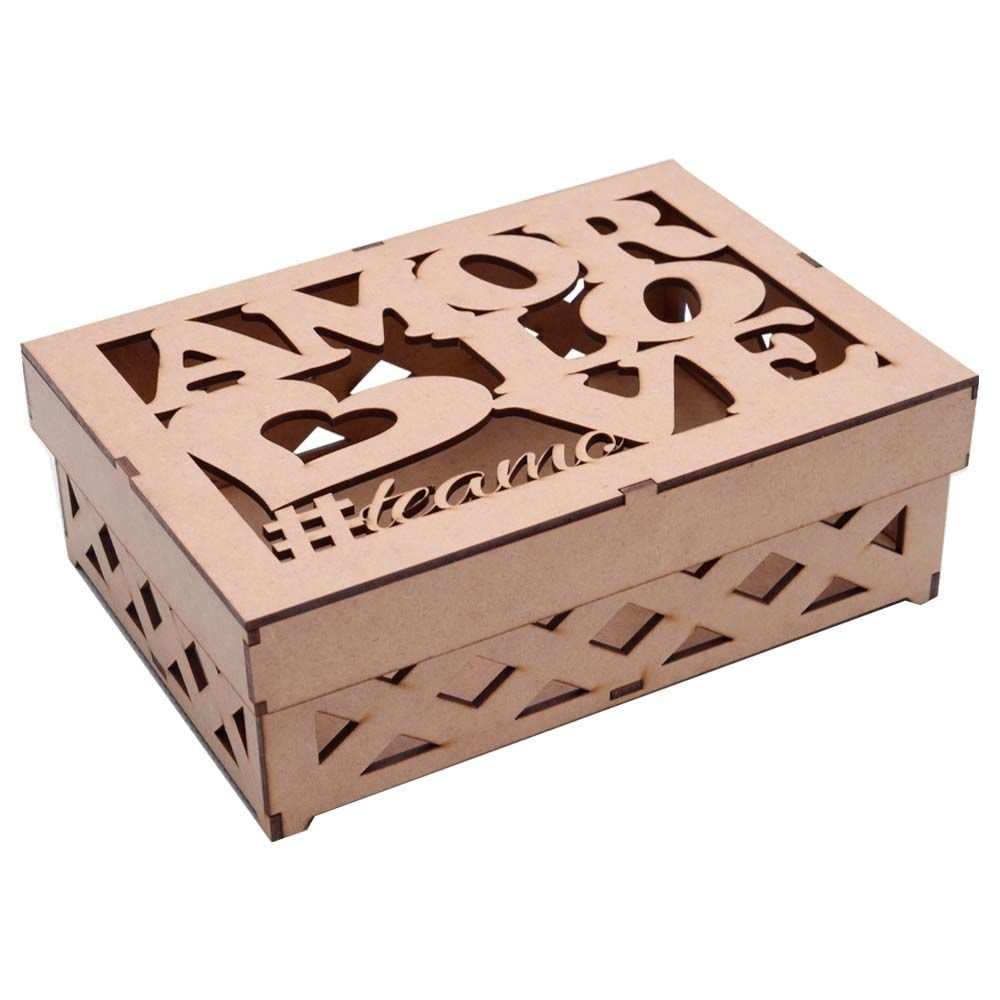 Caixa Mdf Amor Love Retangular 21,5x15x7cm Hot Pink