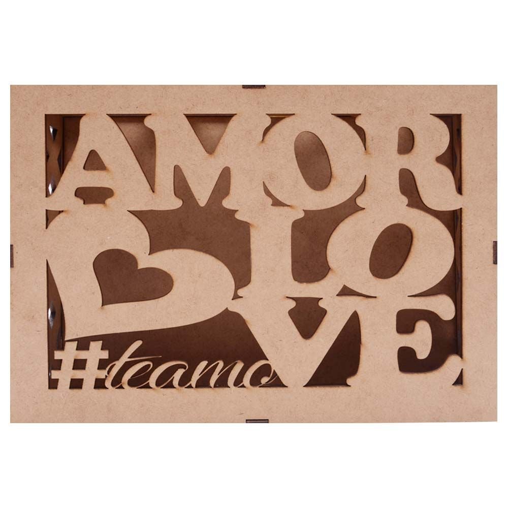 Caixa Mdf Amor Love Retangular 21,5x15x7cm Hot Pink