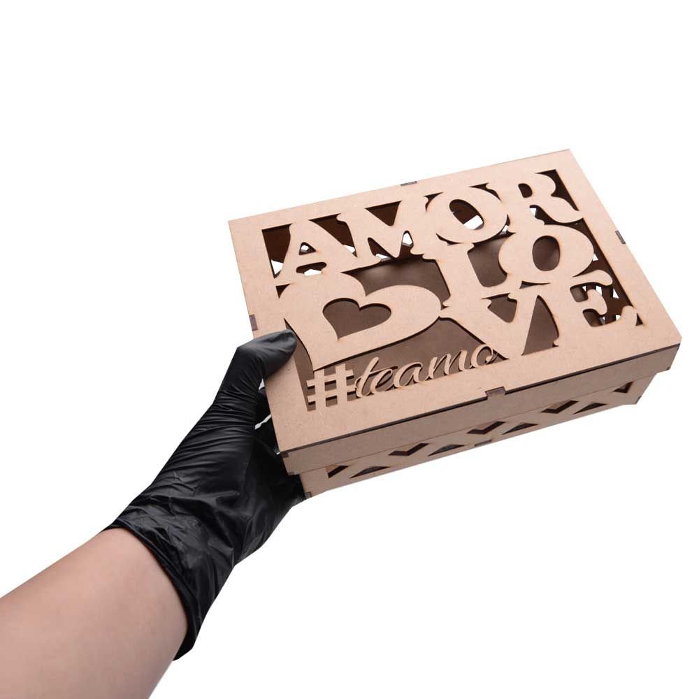 Caixa Mdf Amor Love Retangular 21,5x15x7cm Hot Pink