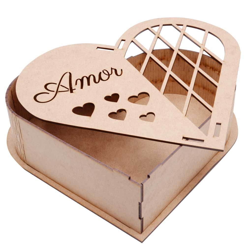 Caixa Mdf Coração Amor G 27,5x21x7cm Hot Pink