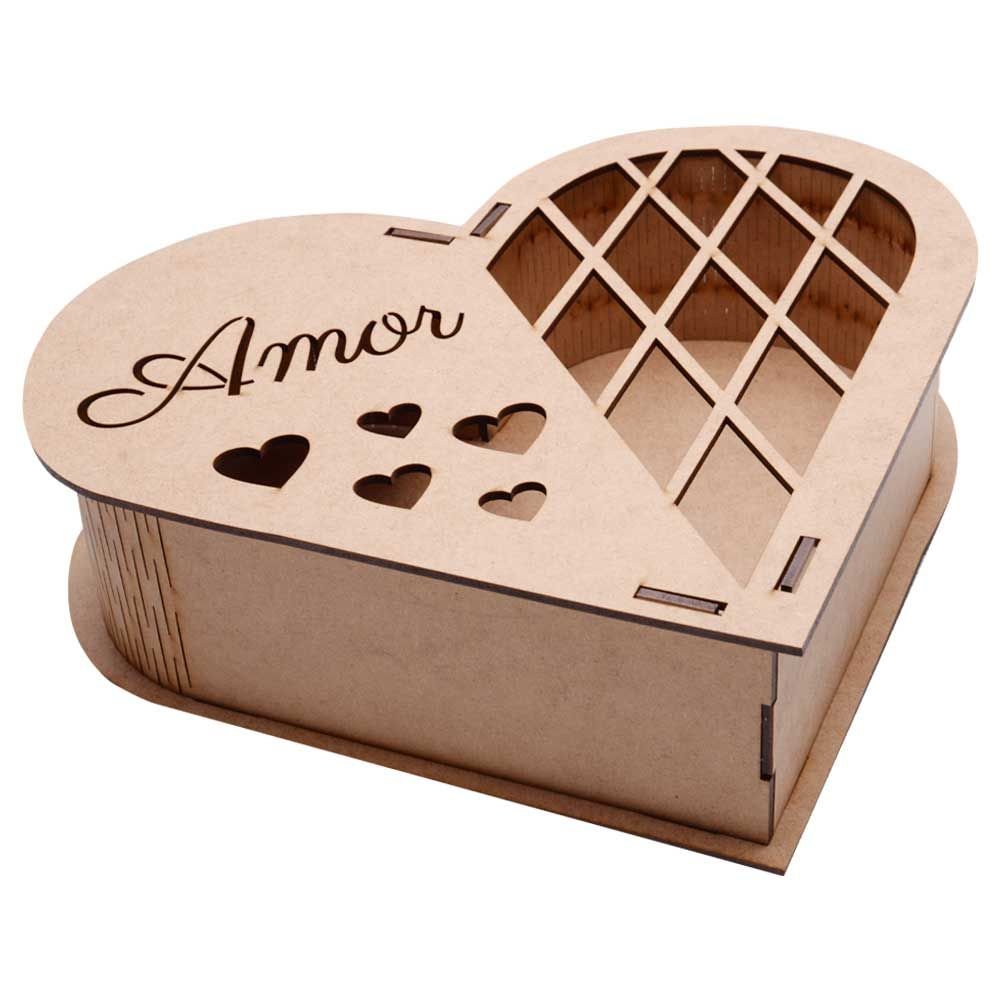 Caixa Mdf Coração Amor G 27,5x21x7cm Hot Pink