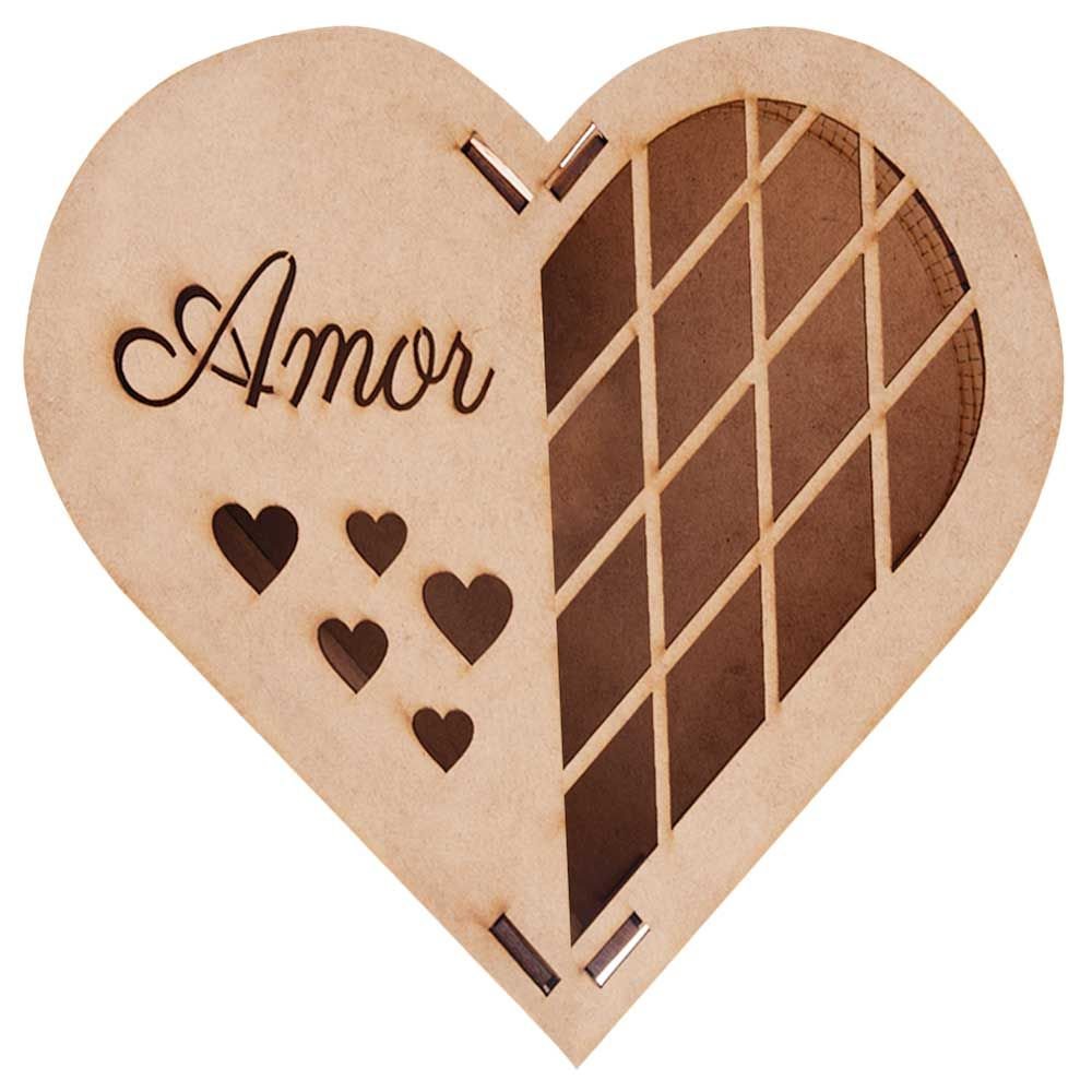 Caixa Mdf Coração Amor G 27,5x21x7cm Hot Pink