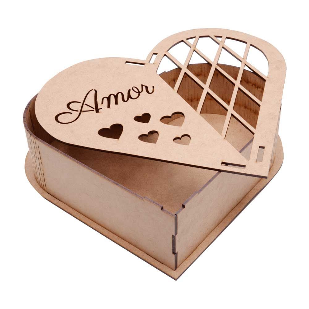 Caixa Mdf Coração Amor M 22,5x17x6cm Hot Pink