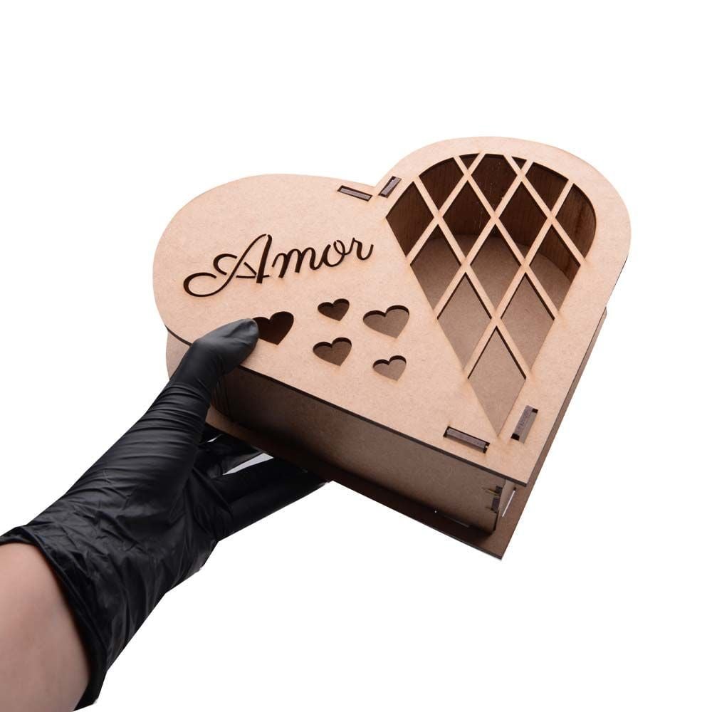 Caixa Mdf Coração Amor M 22,5x17x6cm Hot Pink