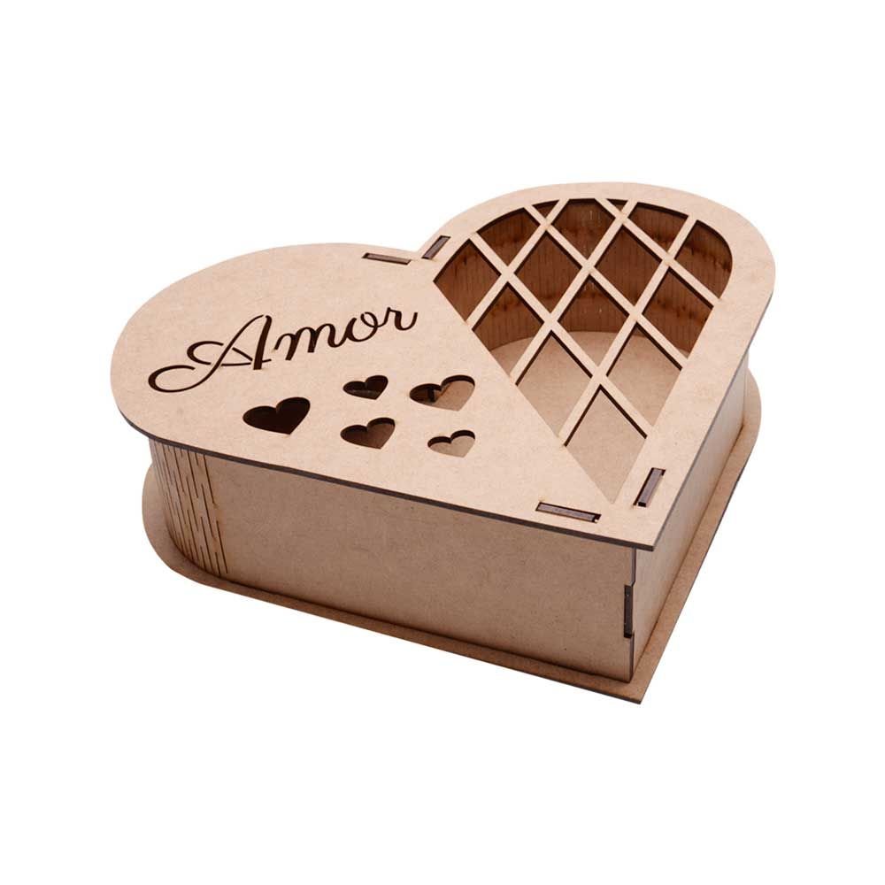 Caixa Mdf Coração Amor P 19,5x15x5cm Hot Pink