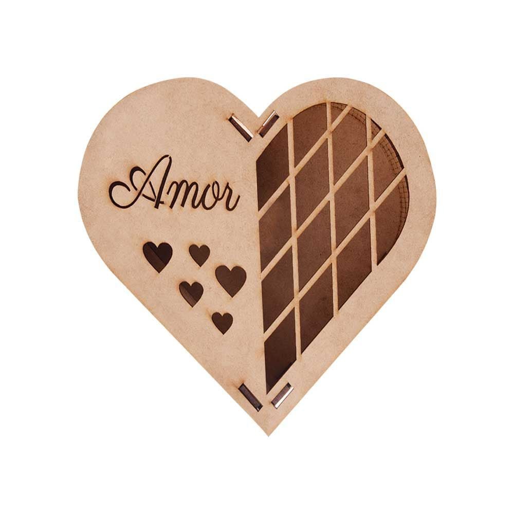 Caixa Mdf Coração Amor P 19,5x15x5cm Hot Pink