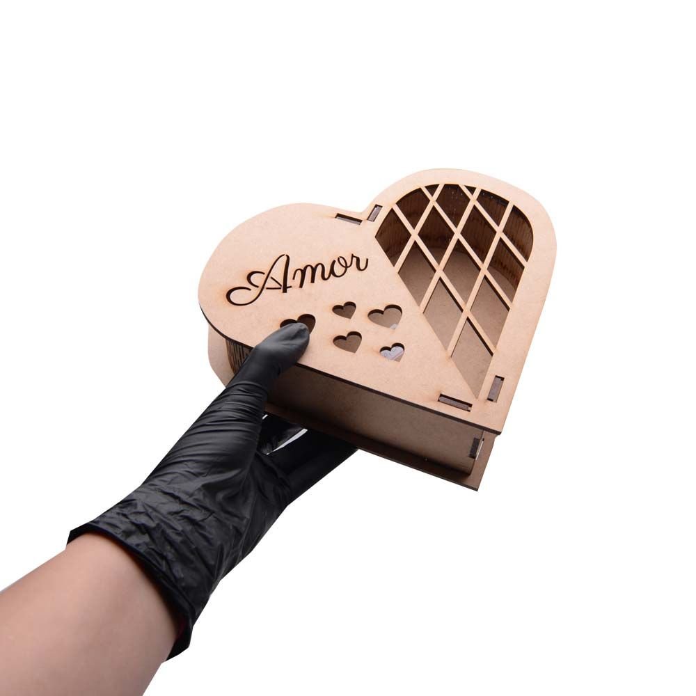 Caixa Mdf Coração Amor P 19,5x15x5cm Hot Pink