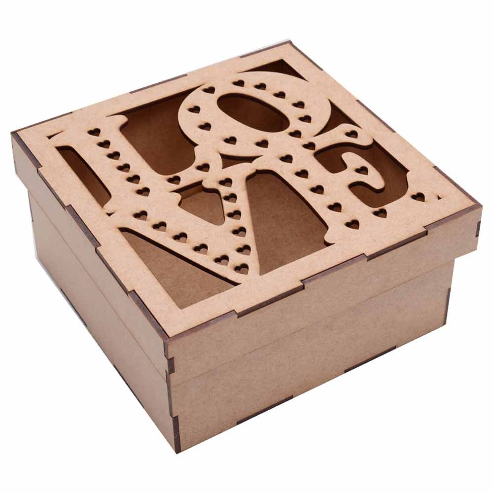 Caixa Mdf Love Quadrada 17x17x8,5cm Hot Pink