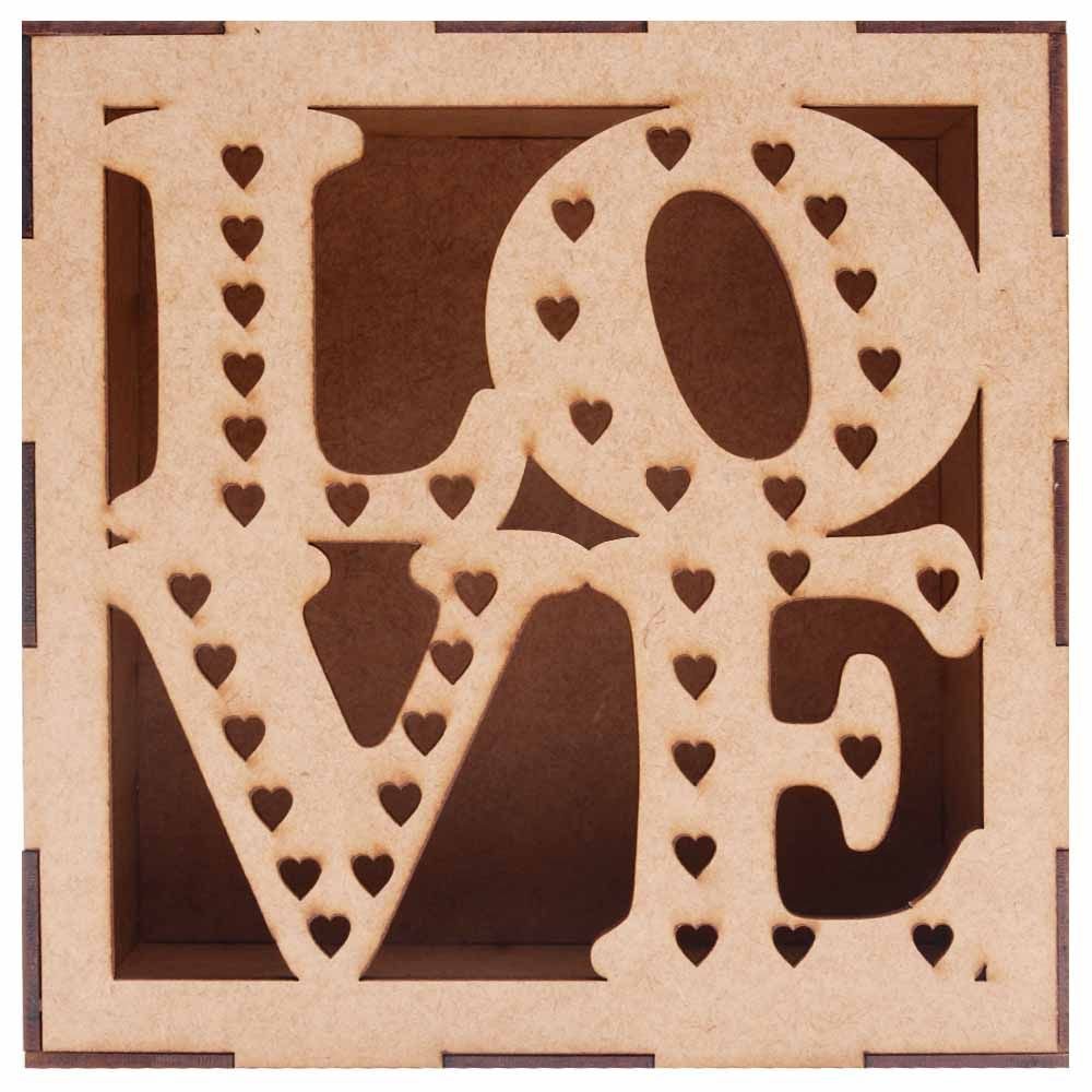 Caixa Mdf Love Quadrada 17x17x8,5cm Hot Pink