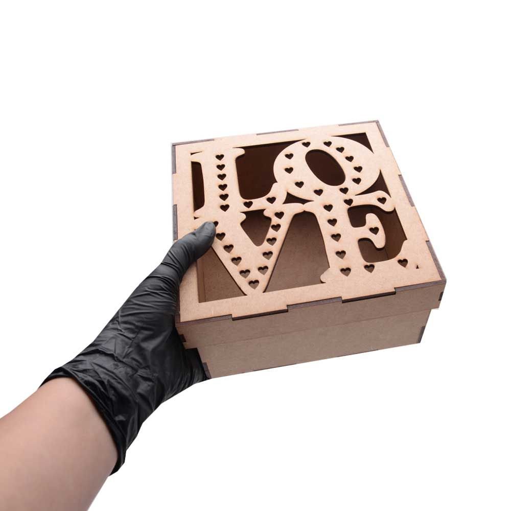 Caixa Mdf Love Quadrada 17x17x8,5cm Hot Pink