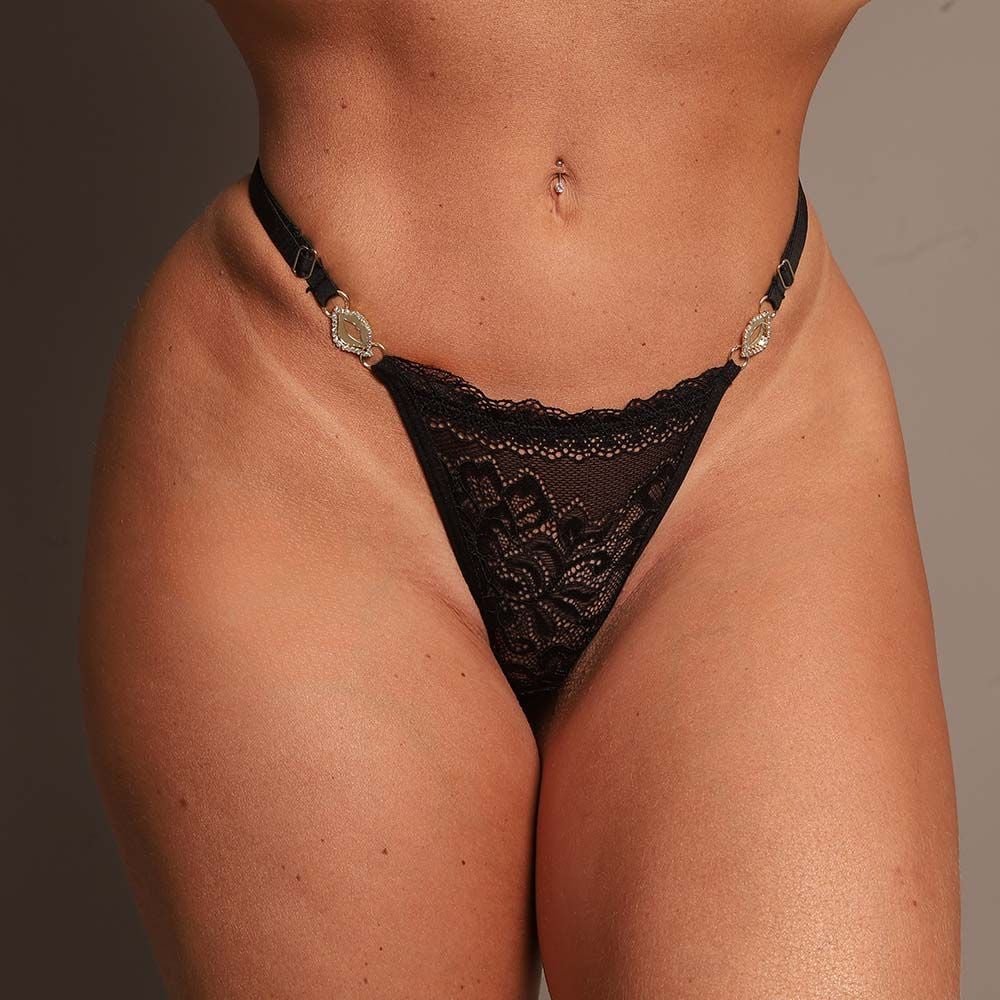 Calcinha Beijo Sensual Em Renda Com Strass Tallyta