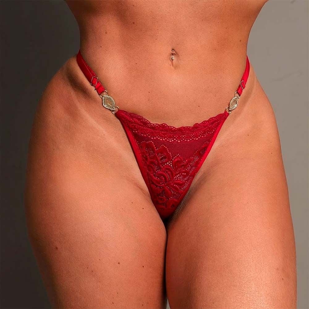 Calcinha Beijo Sensual Em Renda Com Strass Tallyta