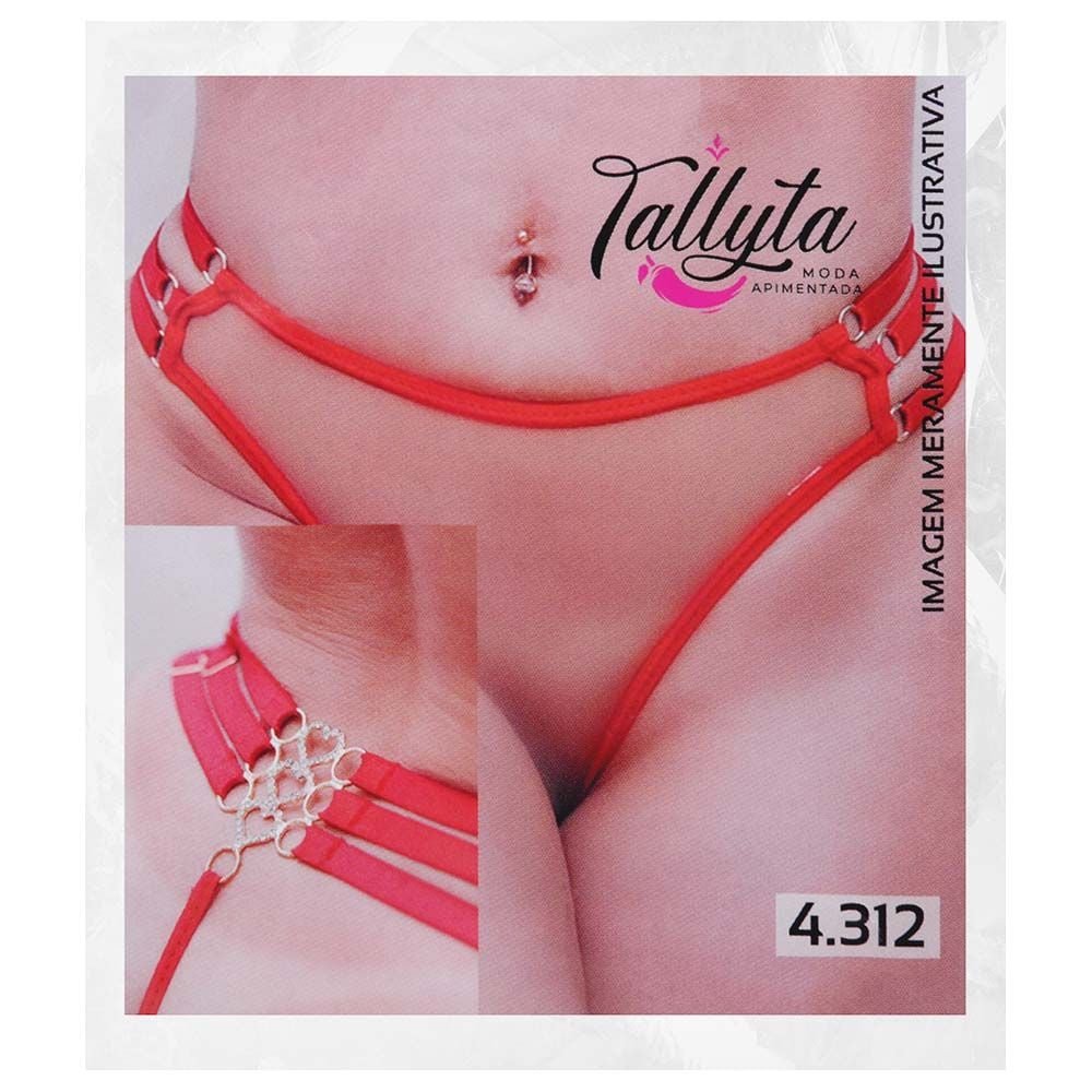Calcinha Strass 3 Alças Coração Tallyta