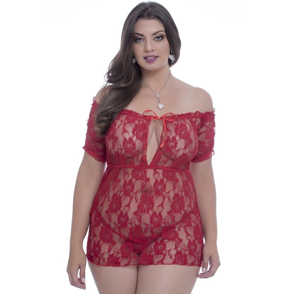 Camisola Plus Size Renda Manga Fofinha Macler