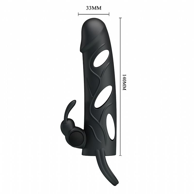 Capa Peniana Extensora com Anel para Escroto e Vibrador 14 x 3,3 cm - Pretty Love