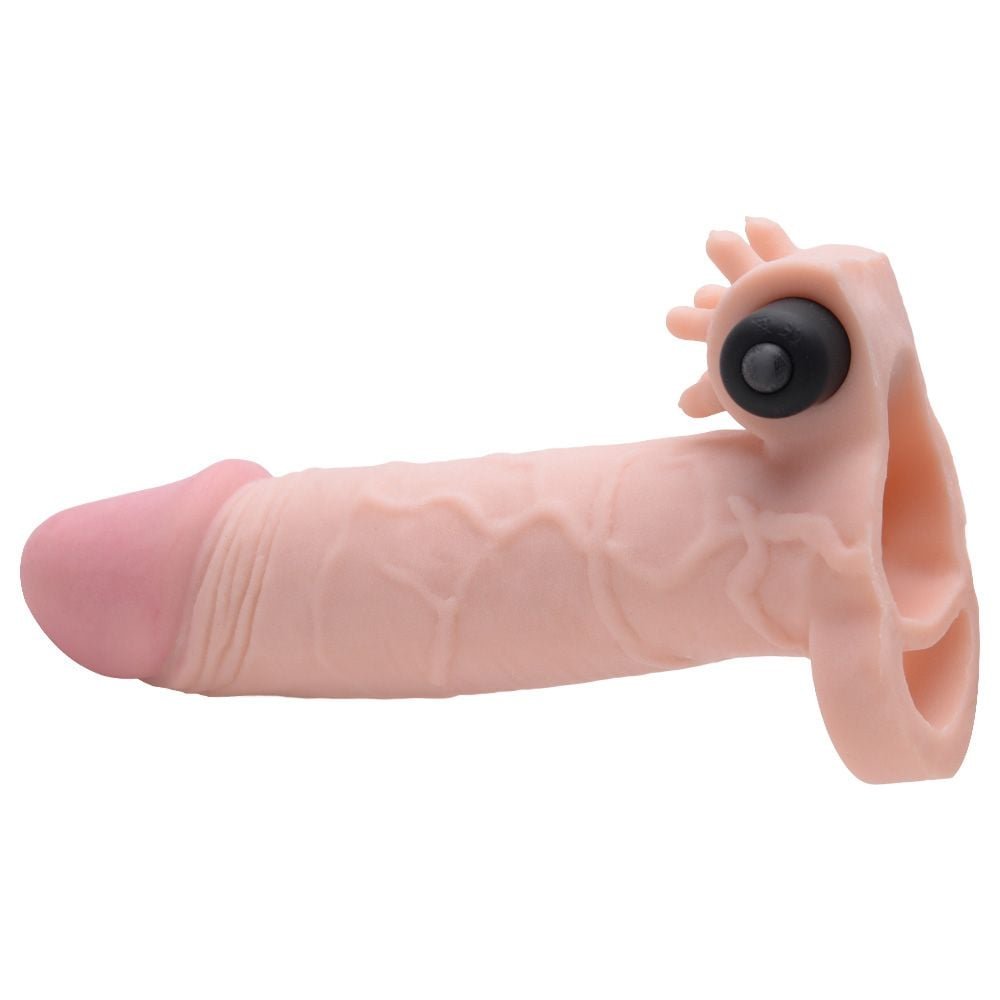 Capa Peniana Realística Com Vibrador E Anel 17,5cm Vipmix