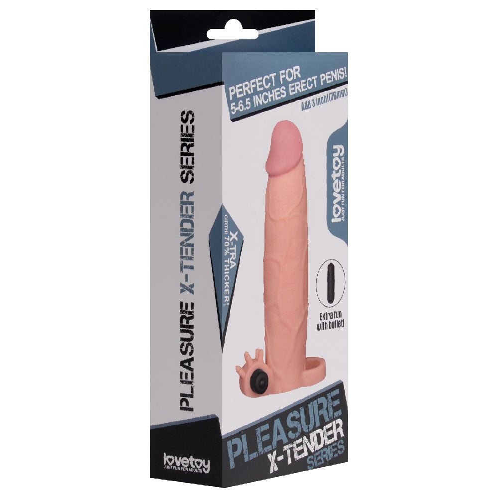 Capa Peniana Realística Com Vibrador E Anel 18,5cm Vipmix