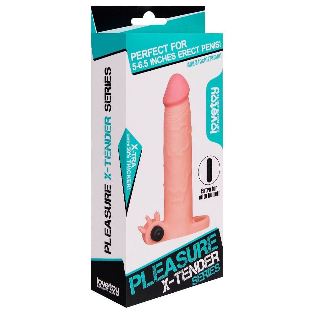 Capa Peniana Realística Com Vibrador E Anel 19cm Vipmix